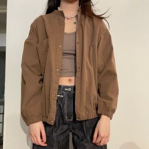 MUJI - brown mandarin collar shacket